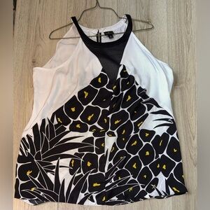 Worthington Black and White Asymmetrical Sleeveless Tank Top